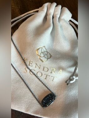 Kendra Scott Black Drusy Oval Pendant Necklace